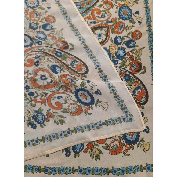Silk Scarf Paisley Floral Square 20-inch Multicolor Print Accessory - Picture 11 of 15
